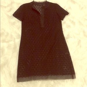 Elie Tahari see-through black knee long dress